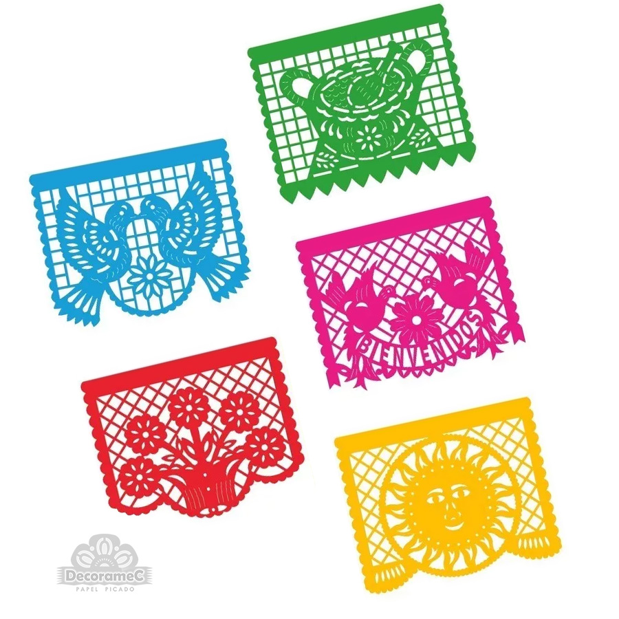 Papel Picado Toda Ocasión 10 Pzas Plástico Decoramec 7039