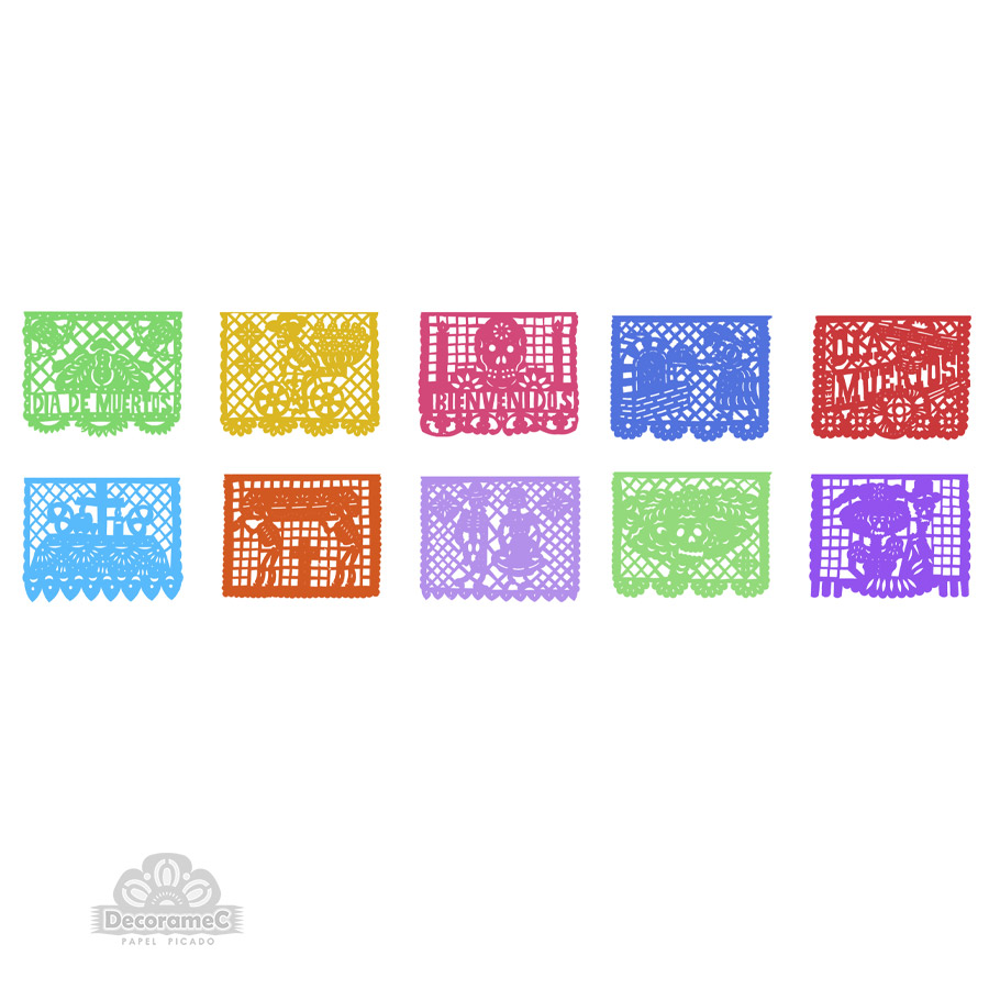 Papel Picado dia de muertos mini-papel-picado-muertos-multicolor-envio-a-todo-mexico-venta-mayoreo-plastico-picado