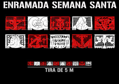 Tira de Papel Picado religioso Semana Santa rojo y blanco