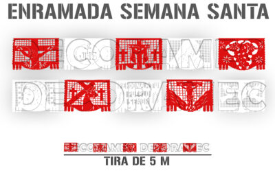 Tira de Papel Picado religioso Semana Santa rojo y blanco